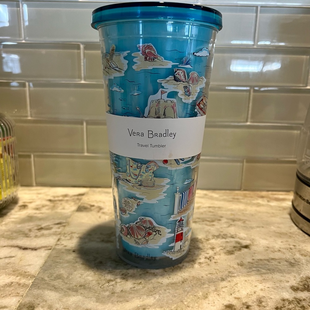 Vera Bradley Beach Toile Tumbler NWT 24oz
